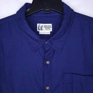 Marmot Mountain Works Flannel Shirt Mens XL Navy Blue Fairfax Lightweight
